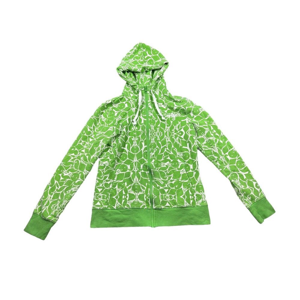 The North Face full zip hooded jacket women Small floral green‎ White Hoodie